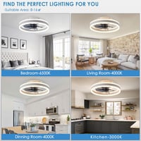 MOSSCO Mennyezeti Ventilátor LED Világítással, 40 cm, Távirányítós, Applikációval Vezérelhető, 3 Fényerő, 6 Sebességfokozat, Csendes Működés 6