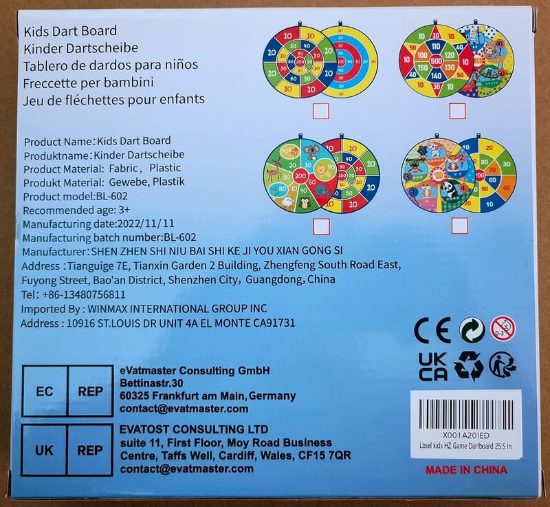 Lbsel Gyerek Darts Tábla - Beltéri/Kültéri Parti Játék, 65cm, 3+ Éveseknek