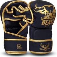 BEAST RAGE MMA Kesztyű Nyitott Tenyérrel - Állítható Csuklótámasz, Unisex Küzdősport Kesztyű Muay Thai, Kickbox, Taekwondo Edzéshez - S/M, P 1