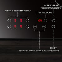 Karinear 60 cm-es üvegkerámia főzőlap 4 égővel, 6000 W, gyermekzár és időzítő 10