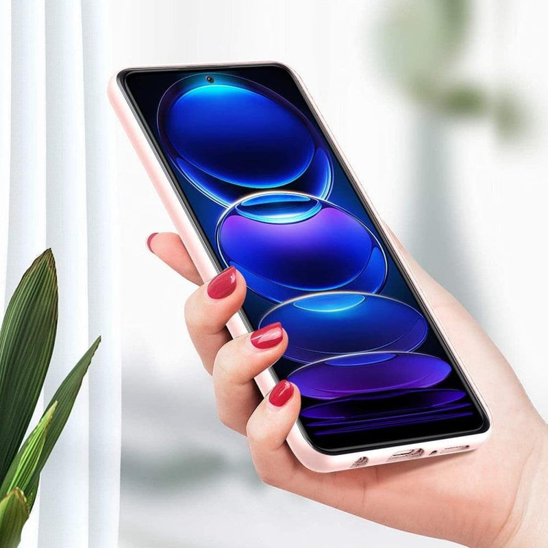 Xiaomi Redmi Note 12 5G Rózsaszín Ütésálló Szilikon Tok + 2db Üvegfólia