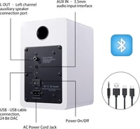 Sanyun SW208 3" Aktív Bluetooth 5.0 Polchangszóró Pár - 60W Szénszálas Hangszóró, Beépített 24-bit DAC, Dinamikus 3D Hangzás, PC Monitor Han 4