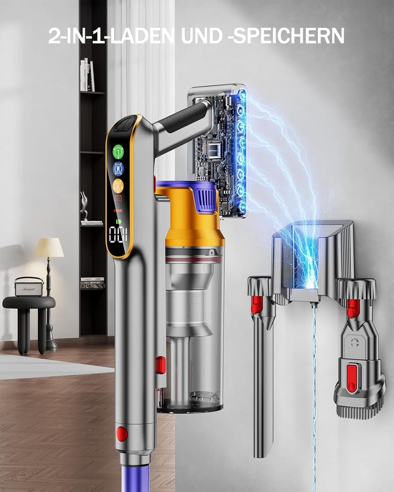 AOLOKO X15 Vezeték Nélküli Porszívó 50000Pa/580W, 70 Perces Üzemidő, 1,8L Portartály, HEPA Szűrő, LED Világítás, Fali Töltőállomás