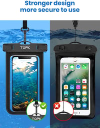 TOPK Vízálló Telefontok, 2db Univerzális IPX8 Védelem 7"-ig, Samsung A22/A53 5G, iPhone 13/12 2