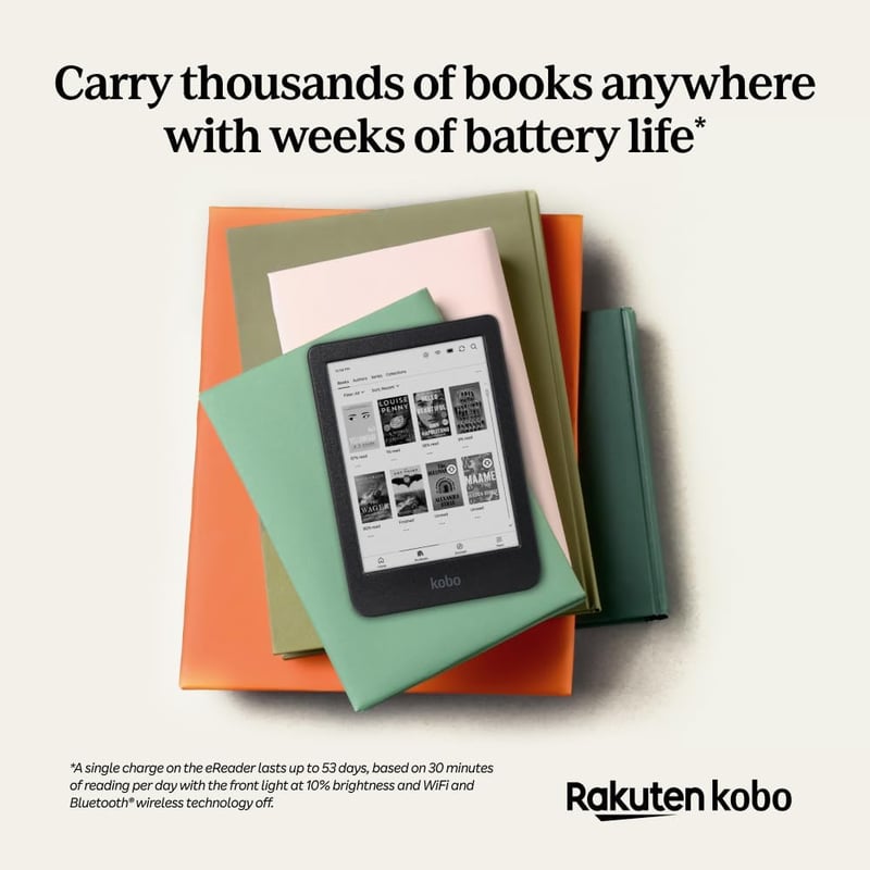 Kobo Clara BW E-olvasó 15,2 cm Tükröződésmentes Érintőkijelzővel, ComfortLight PRO, Sötét Mód, Hangoskönyv, Vízálló, 16GB, Fekete