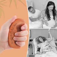 XIHIRCD Körtefából Készült Szülési Fésű Bőrtokkal - Gravírozott Fájdalomcsillapító Hajfésű Várandós Nőknek - Tökéletes Ajándék Kismamáknak 3