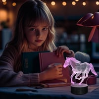 Lightzz 3D Ló Lámpa - 16 Színű LED Éjjeli Fény Gyerekeknek, Távirányítóval, Illúzió Hatású Dekoráció, Ajándék Lórajongóknak 4