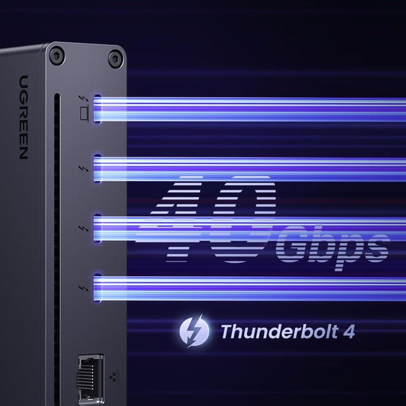 UGREEN Revodok Max 208 Thunderbolt 4 Dokkoló - 40Gbps, 3 TB4 Port, Dual 4K@60Hz/8K Kijelző, 85W Töltés, Gigabit Ethernet, Mac Mini M4 Pro Ko