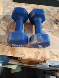 Amazon Basics neoprénové jednoručné činky, pár, 5 kg, modré, šesťhranná sada činiek na silový tréning a fitness, 2 ks 2