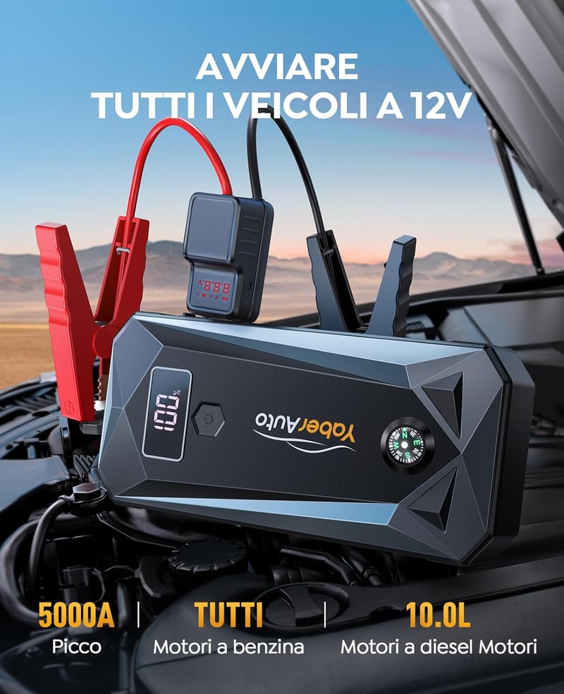 Yaber 5000A autós bikázó, 26800mAh, LCD kijelzővel, LED lámpával