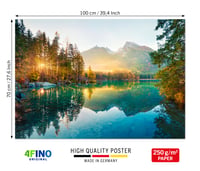 4FINO Hegyek Poszter Természet Fotó Művészi Nyomat Fali Kép Modern Dekoráció Nappali Hálószoba Konyha Hintersee & Watzmann 100x70 cm Keret Nélkül 2
