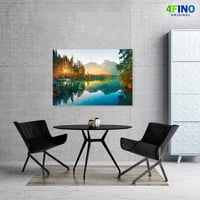 4FINO Hegyek Poszter Természet Fotó Művészi Nyomat Fali Kép Modern Dekoráció Nappali Hálószoba Konyha Hintersee & Watzmann 100x70 cm Keret Nélkül 5