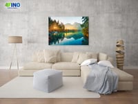 4FINO Hegyek Poszter Természet Fotó Művészi Nyomat Fali Kép Modern Dekoráció Nappali Hálószoba Konyha Hintersee & Watzmann 100x70 cm Keret Nélkül 4