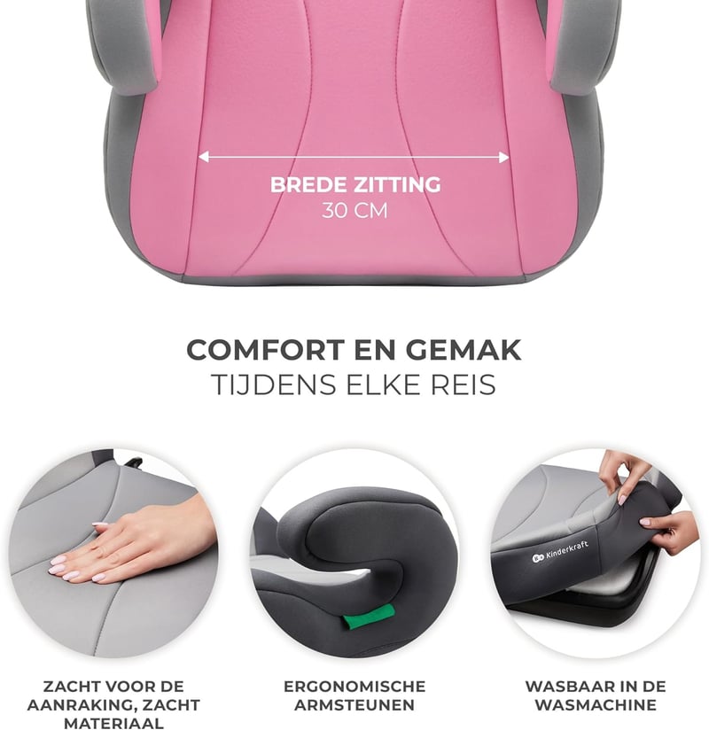 4Kraft I-BOOST Ülésmagasító 135-150 cm I-Size Biztonsági Párnázott Autósülés 9-12 Év