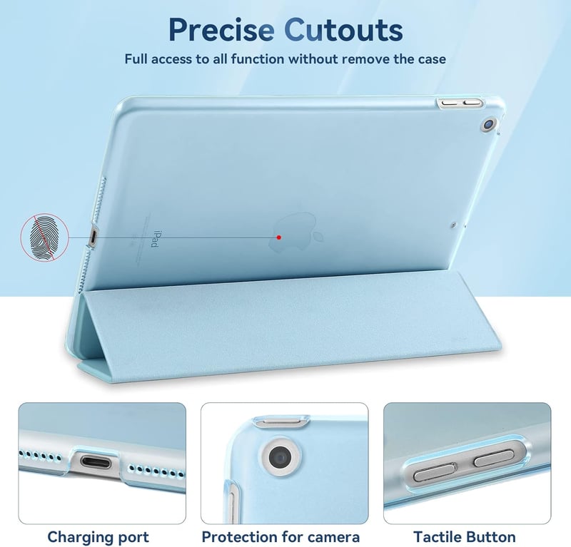 4UBonLife iPad 9.7 hüvely 5./6. generáció 2017/2018 - könnyű, vékony kemény védőtok világoskék - lightblue