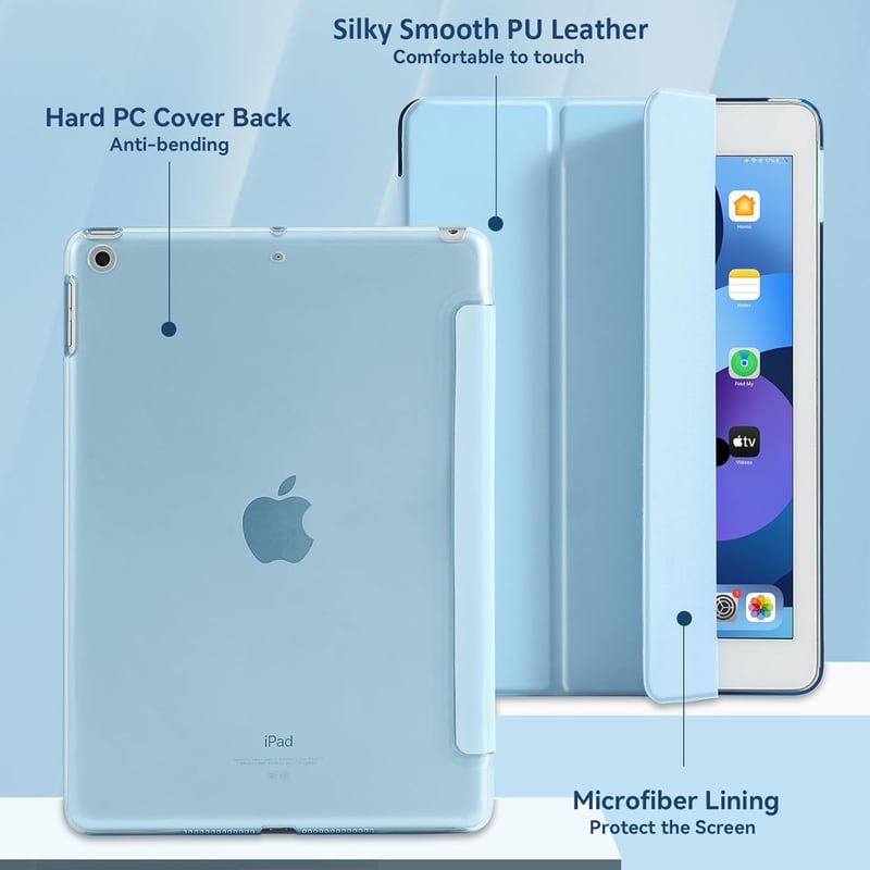4UBonLife iPad 9.7 hüvely 5./6. generáció 2017/2018 - könnyű, vékony kemény védőtok világoskék - lightblue