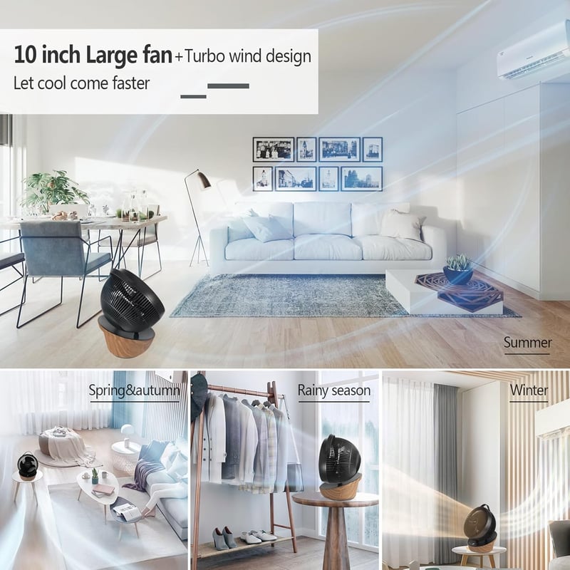 4UMOR Csendes Asztali Ventilátor 20dB 12 Fokozat 8H Timer 30m² Hálószoba Iroda
