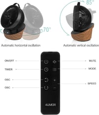 4UMOR Csendes Asztali Ventilátor 20dB 12 Fokozat 8H Timer 30m² Hálószoba Iroda 5
