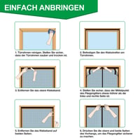 4UMOR magnetska mreža protiv komaraca za balkonska vrata 120x210 cm, crna - Mreža protiv insekata bez bušenja, čičak traka 3,8 cm, snažni magneti, za terasna vrata 6