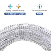 5/8" PVC hadica vystužená oceľou – chemicky odolná, flexibilná, vysokotlaková sacia hadica, dĺžka 24,6 stôp (7,5 m), priehľadná 5