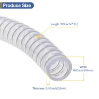 5/8" PVC hadica vystužená oceľou – chemicky odolná, flexibilná, vysokotlaková sacia hadica, dĺžka 24,6 stôp (7,5 m), priehľadná 2