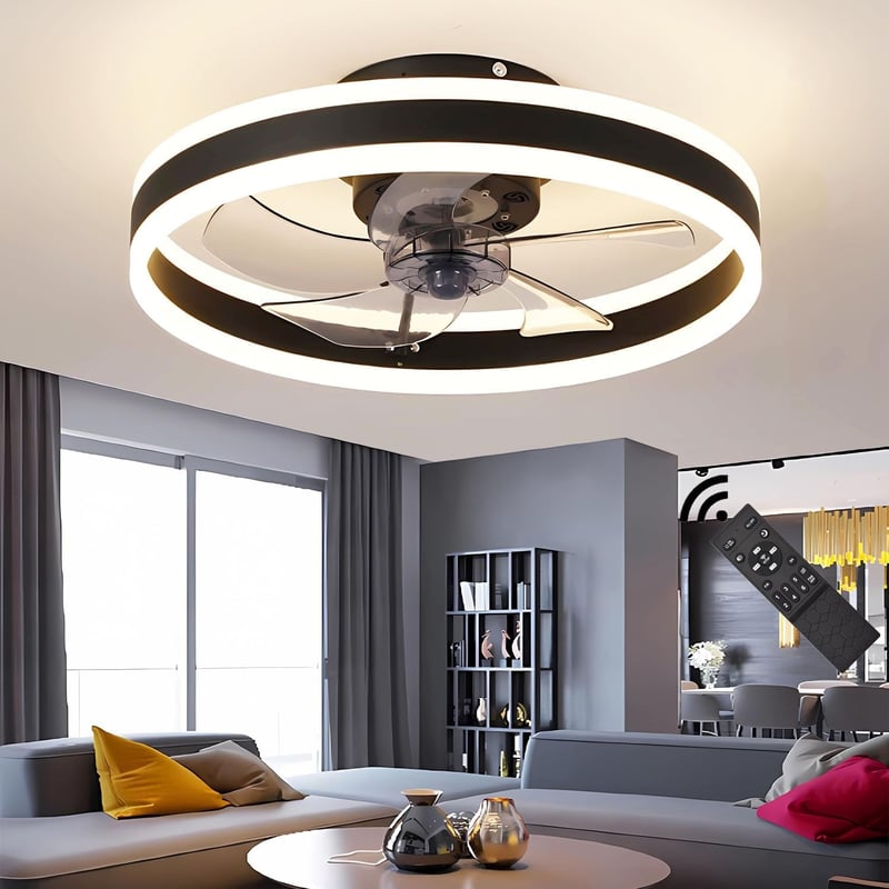 50 cm Mennyezeti Ventilátor Beépített Világítással – 60W LED Mennyezeti Lámpa Ventilátorral, 3 Színhőmérséklet, 6 Sebesség, Halk Ventilátoros Lámpa Nappaliba és Hálószobába