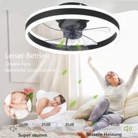 50 cm Mennyezeti Ventilátor Beépített Világítással – 60W LED Mennyezeti Lámpa Ventilátorral, 3 Színhőmérséklet, 6 Sebesség, Halk Ventilátoros Lámpa Nappaliba és Hálószobába 6