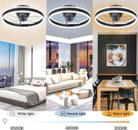 50 cm Mennyezeti Ventilátor Beépített Világítással – 60W LED Mennyezeti Lámpa Ventilátorral, 3 Színhőmérséklet, 6 Sebesség, Halk Ventilátoros Lámpa Nappaliba és Hálószobába 4