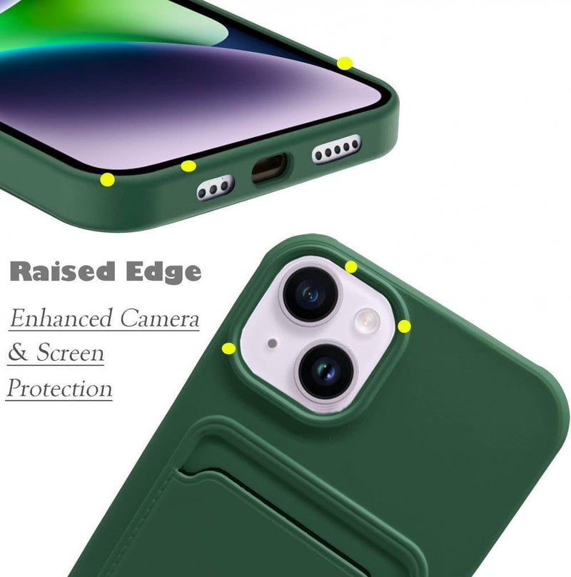 iPhone 13/14 Katonai Zöld Ütésálló Tok Kártyatartóval 6.1"