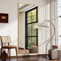 Koonmi 171x76 cm Álló Tükör - Arany Alumínium Kerettel, Teljes Alakos Fali Tükör Nappaliba és Hálószobába, Minimál Stílusú Nagyméretű Tükörl 8
