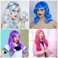 Bouiexye 24 db színes hosszú göndör paróka neon party jelmez cosplay 7