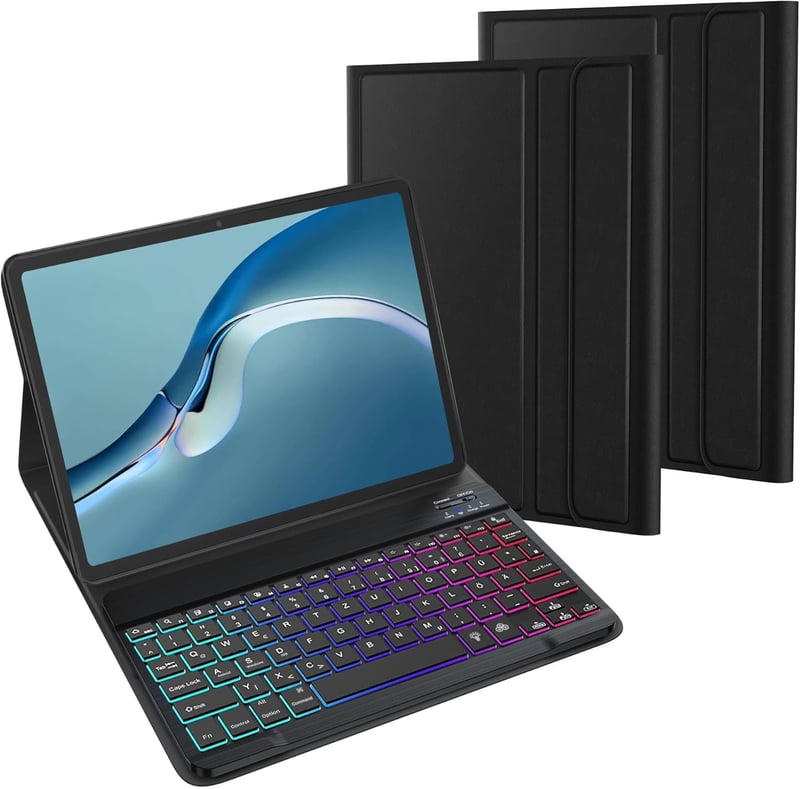 Lenovo Tab P11 (2. gen) 11,5" QWERTZ billentyűzetes tok, 7 színű háttérvilágítással, fekete