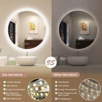 STARLEAD 60 cm Kerek Fürdőszobai Tükör Bluetooth Hangszóróval, Fényerőszabályzással, 3 Színhőmérséklettel, Páramentesítővel, IP44 Védettségg 6