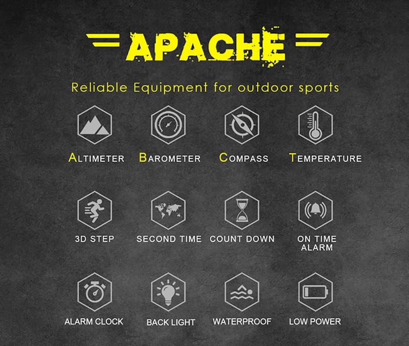 North Edge Apache-46 Katonai Digitális Sportóra Férfiaknak - Iránytű, Hőmérő, Lépésszámláló