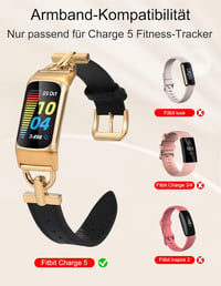 Fitbit Charge 6/5 Vékony Bőrszíj Nőknek - Wearlizer Csereszíj D-Csattal 2