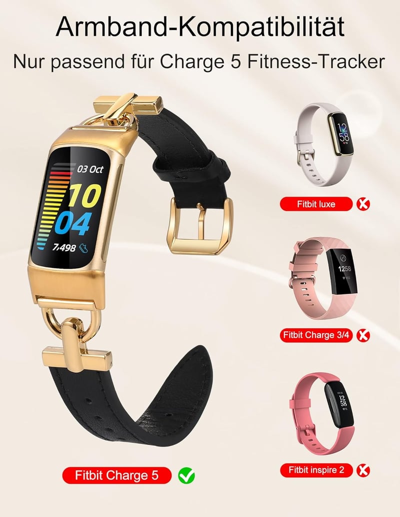 Fitbit Charge 6/5 Vékony Bőrszíj Nőknek - Wearlizer Csereszíj D-Csattal