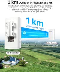 BrosTrend 5GHz 867Mbit/s Kültéri WiFi Híd, 1 KM Hatótávolságú WLAN Bridge, IP65 Vízálló Irányított Antenna, Passzív PoE Adapterrel, PTP/PTMP 2