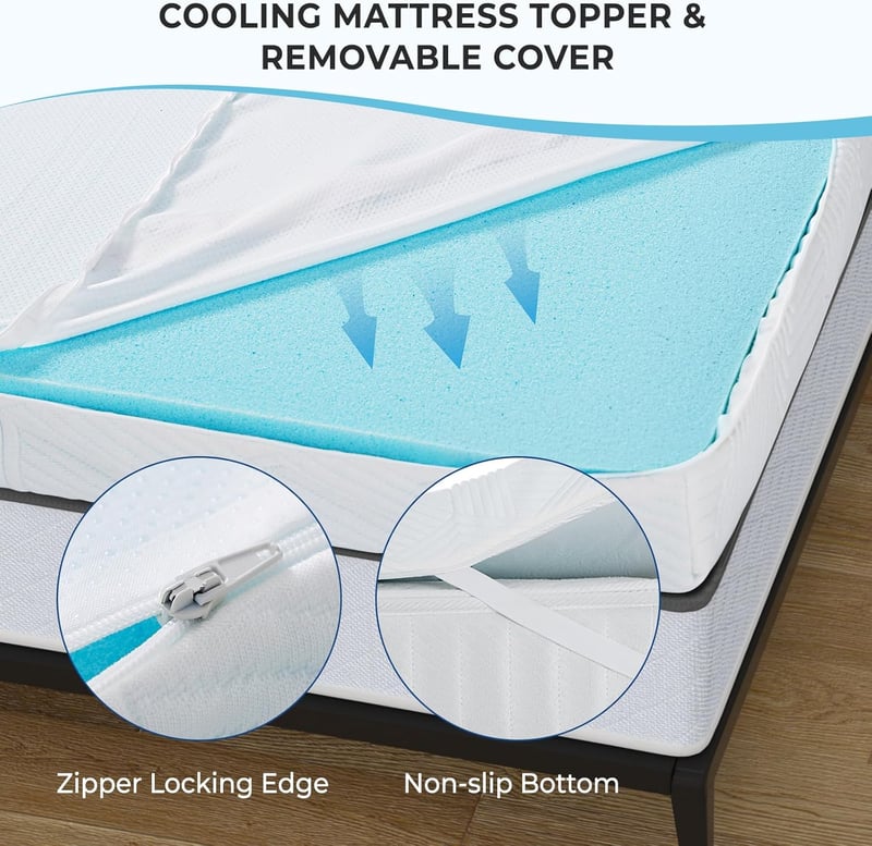 Autsel Memory Foam Matracvédő 140x190 cm - 7,5 cm Vastag Memóriahabos Fedőmatrac Csúszásgátló Réteggel, Mosható, Légáteresztő, Fehér