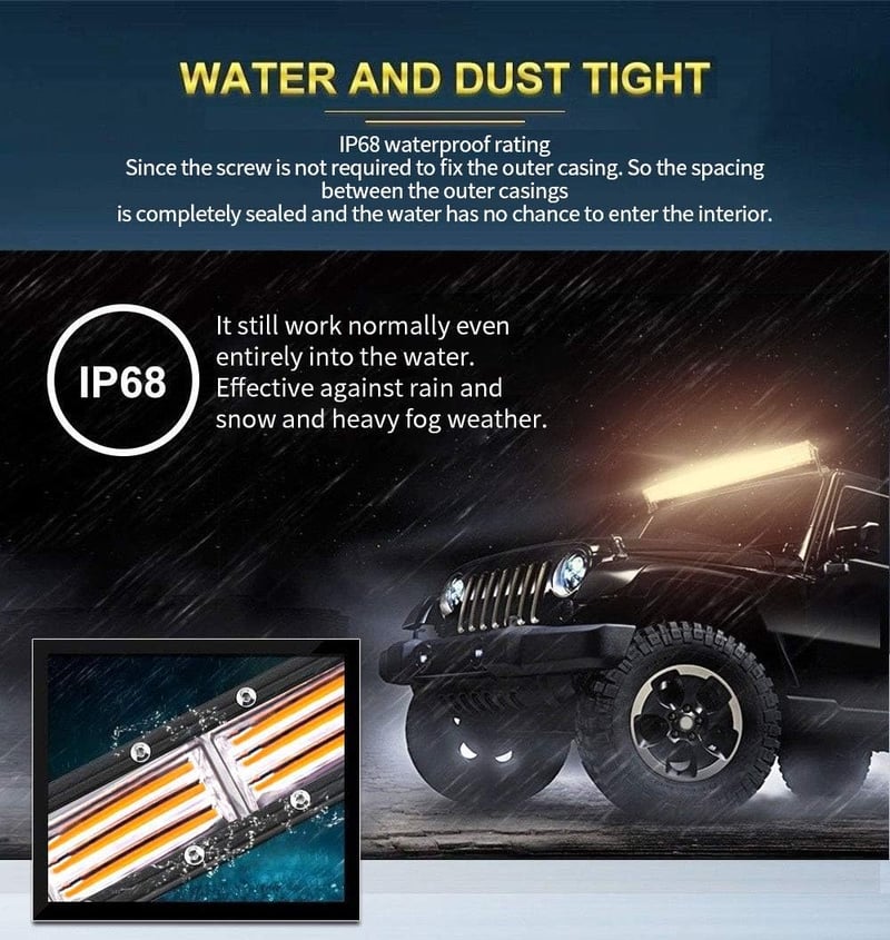 Dinfu 14 LED-es Villogó Tetőfény Autóhoz - 88,9 cm Sárga Figyelmeztető Lámpa, 14 Üzemmód, IP65 Vízálló, COB LED Technológia, Mentő/Építkezés