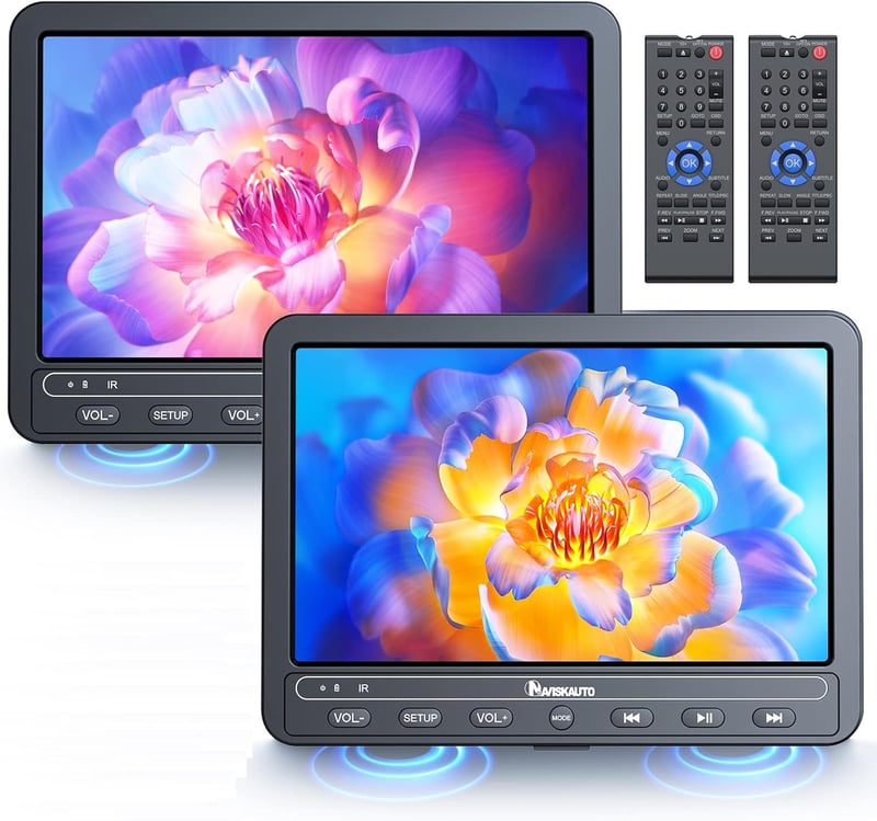 NAVISKAUTO 10,5" Autós DVD lejátszó 2 monitorral, HDMI, 5000mAh akku