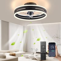 Revneey Mennyezeti Ventilátor Lámpával 50W - Fekete 40cm LED Lámpa Távirányítóval és Applikációval, 6 Sebességű Hálószobai Nappaliba Időzítő 1