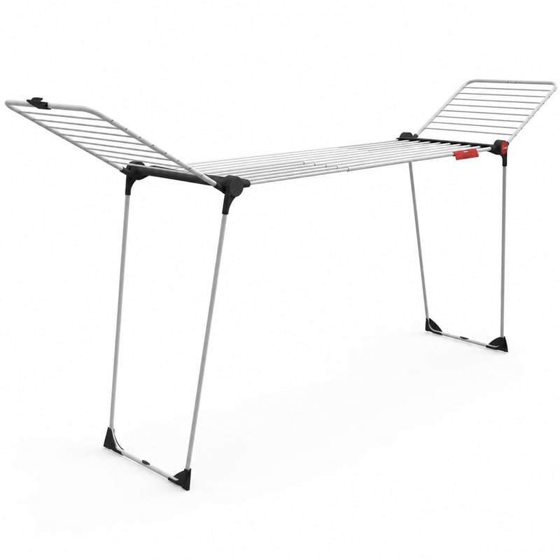 Rozťahovací sušiak na bielizeň Vileda Infinity Flex Plus, 2 m, 30 m šnúr, biely, skladací — kolieska sušiaka (stav: pozri 2. obrázok)