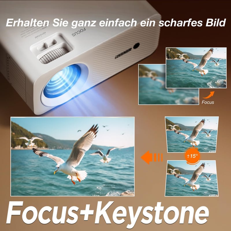 iZEEKER Mini Bluetooth Projektor 12000 Lux 1080P Felbontással, Állvánnyal - Otthoni Mozi, Kompatibilis iOS, Android, PC, HDMI, USB, PS5, Xbo