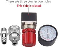 Preciva 1/4" Nyomásszabályozó Szelep - Légkompresszorokhoz, 175 PSI/12 BAR Nyomásmérővel - EU Szabvány, Fém Ház, 3 Csatlakozó, Fekete 6