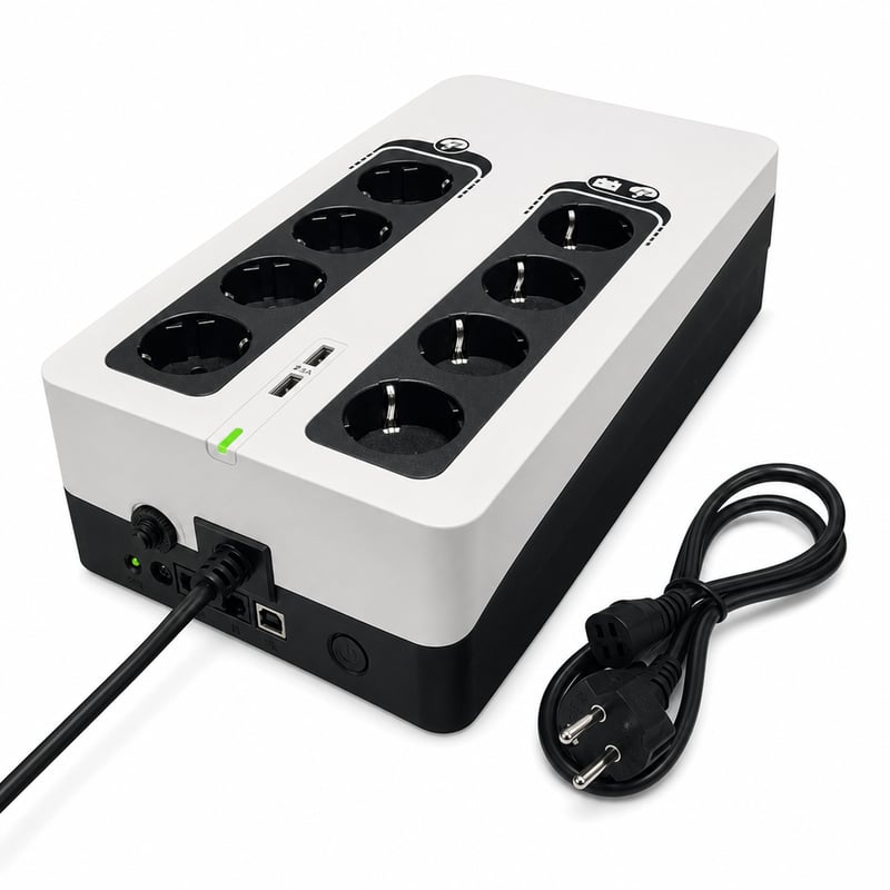 UPS Eaton 3S 850 DIN 850VA, 8 prize DIN — defect, funcționează parțial: partea de backup nu încarcă (stare: vezi a doua fotografie)