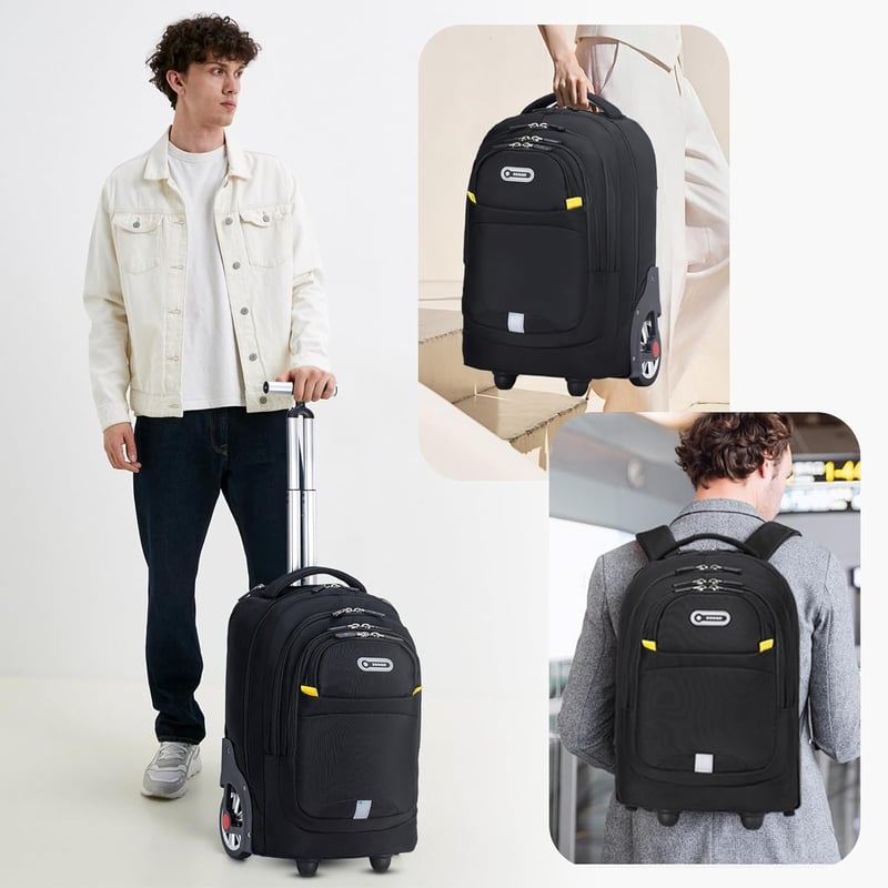 BAGZY Gurulós Hátizsák 45x36x20 cm - Kétkerekű Laptoptáska 15.6" Méretű Laptophoz, EasyJet Kézipoggyász Méretű Utazótáska Biztonsági Zárral