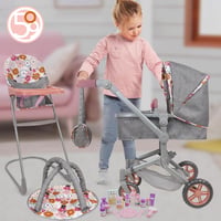 509 19 részes babaápolási szett babakocsi, etetőszék, játszócsarnok, 53 cm-es babákhoz 6