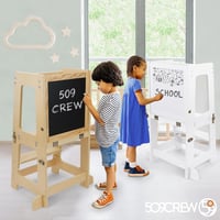 509 Prema 3in1 Tanulótorony Táblával - Gyerek Konyhai Segítő, Montessori Fellépő, Átalakítható Gyerekasztallá és Székké, Fehér, 50kg Teherbí 7