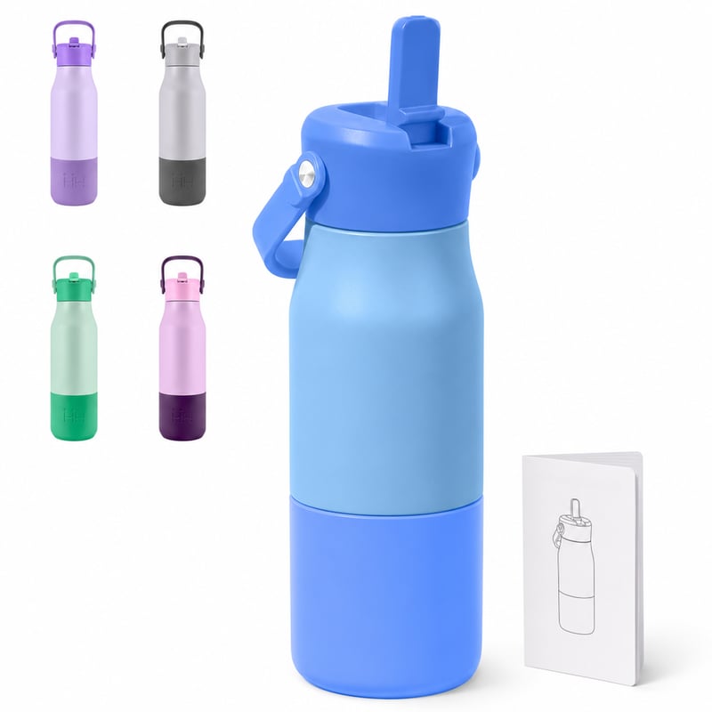 Sticlă din oțel inoxidabil Grsta 900 ml cu pai, termos fără BPA pentru camping — fără pai (stare: vezi a 2-a poză)