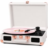 RetroAudio kofer gramofon s ugrađenim zvučnicima — neispravan, djelomično radi: slomljen vijak, opruga ne radi (stanje: vidi 2. sliku) 1